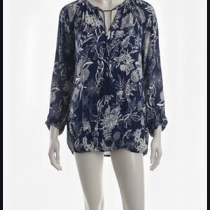 Woman Within Navy Floral Blouse